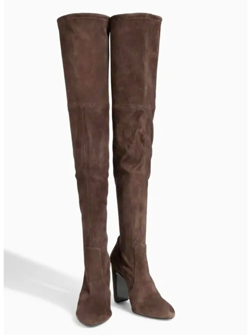$1100 STUART WEITZMAN VIDALAND OVER THE KNEE BROWN SUEDE CHUNKY HEEL 8.5 (PD17)